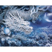 Hobi Tedarik Beyaz Ejder Çerçeveli 50X65 Sayılarla Boyama Hobi Seti