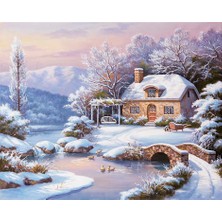 Hobi Tedarik Kışlık Ev Çerçeveli 60X75 Sayılarla Boyama Hobi Seti