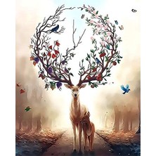 Hobi Tedarik Çiçekli Maral Çerçeveli 50X65 Sayılarla Boyama Hobi Seti