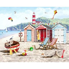Hobi Tedarik Renkli Plaj Günleri Çerçeveli 60X75 Sayılarla Boyama Hobi Seti