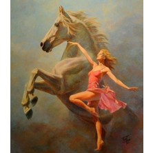 Hobi Tedarik At ve Kız Çerçeveli 90X110 Sayılarla Boyama Hobi Seti