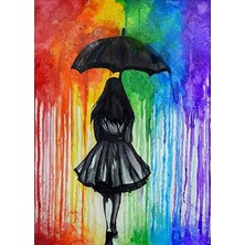 Hobi Tedarik Şemsiyeli Kadın Arka Çerçeveli 50X65 Sayılarla Boyama Hobi Seti