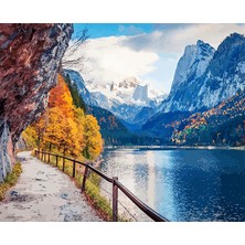 Hobi Tedarik Mavi Göl Manzarası Çerçeveli 60X75 Sayılarla Boyama Hobi Seti