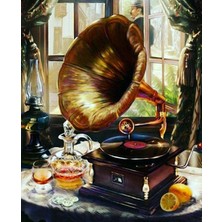 Hobi Tedarik Sarhoş Gramafon Çerçeveli 60X75 Sayılarla Boyama Hobi Seti