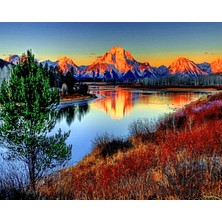 Hobi Tedarik Dağ Manzarası  Çerçeveli 60X75 Sayılarla Boyama Hobi Seti