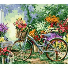 Hobi Tedarik Renkli Çiçekler ve Bisiklet Çerçeveli 70X90 Sayılarla Boyama Hobi Seti