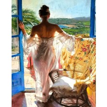 Hobi Tedarik Camdaki Kadın Çerçeveli 60X75 Sayılarla Boyama Hobi Seti