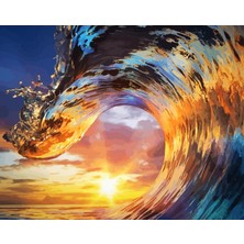 Hobi Tedarik Dalgalar ve Gündoğumu Çerçeveli 60X75 Sayılarla Boyama Hobi Seti