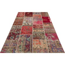 Sempati Halı Gerçek El Dokuma Eskitme Patchwork Halı