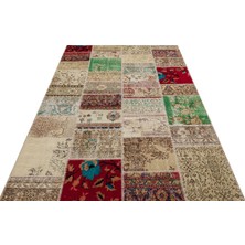 Sempati Halı Gerçek El Dokuma Eskitme Patchwork Halı