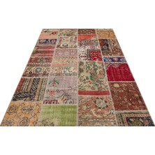 Sempati Halı Gerçek El Dokuma Eskitme Patchwork Halı
