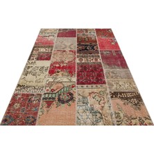Sempati Halı Gerçek El Dokuma Eskitme Patchwork Halı