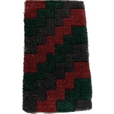 Özbalban Kenarları Dikişlli Renkli Zigzag Desen Dokuma Kıl Paspas Mumlu Paspas 35x60 Cm
