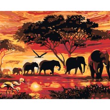 Hobi Tedarik Fillerin Geçişi Çerçeveli 60X75 Sayılarla Boyama Hobi Seti