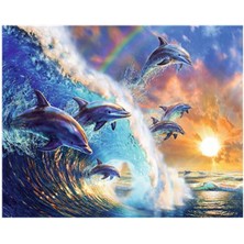 Hobi Tedarik Yunusların Yolculuğu Çerçeveli 50X65 Sayılarla Boyama Hobi Seti