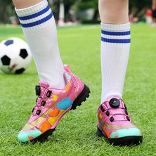 Leipae Yeni Gelmesi Çocuklar Için Tf Krampon Kravatsız Döner Düğme Futbol Ayakkabıları Erkek Kız (Yurt Dışından)