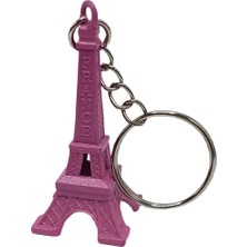 Dünyadan Hediyeler Paris Eyfel Kulesi 3D Metal Anahtarlık Pembe