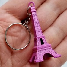 Dünyadan Hediyeler Paris Eyfel Kulesi 3D Metal Anahtarlık Pembe