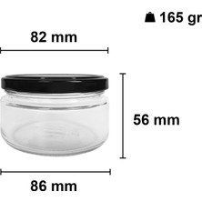 Afracam 230 cc Kavanoz Metal Siyah Konserve Kapaklı 230 ml Şeffaf Cam Kavanoz 1 Adet