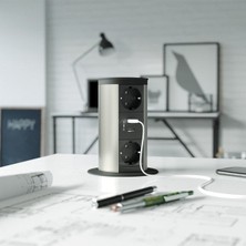 Hafele Priz Step 2 Bas Aç 2 Priz 2 USB Antrasit Renk
