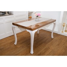 Finezza Melisa Damask Baskılı Duck Kumaş Kreme Kahve Runner 40X140 cm  - 1419