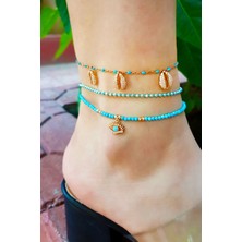 MorMajor Silver Turkuaz Göz Gümüş Halhal