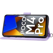 Lr Joyful Xiaomi Poco M4 Pro 4G İçin Çoklu Kart Yuvası Telefon Kasası, Baskılı Çiçekler Pu Deri Stand Cilt Touch Anti-Çizelge Telefon Kapağı Bilek Kayışı ve Omuz Kayışı (Yurt Dışından)