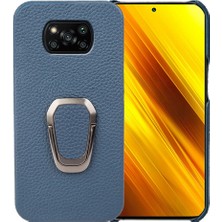 Lr Joyful Xiaomi Poco X3 / X3 Nfc / X3 Pro, Ring Kickstand ile Telefon Kılıfı, Çizgi Anti-Cratch Orijinal Deri Kaplamalı Pc Akıllı Telefon Kapağı (Yurt Dışından)