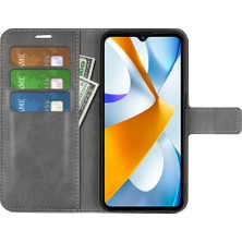 Lr Joyful Xiaomi İçin Poco C40 4G Pu Deri Telefon Kasası Buzağı Doku Stand Cüzdan Manyetik Flip Telefon Kapağı (Yurt Dışından)