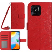 Lr Joyful Xiaomi Redmi 10C 4G HT04 Ayçiçeği Baskılı Cilt Touch Anti-Slatch Telefon Kılıfı Manyetik Toka Pu Deri Cüzdan Kapak Omuz Kayışı (Yurt Dışından)