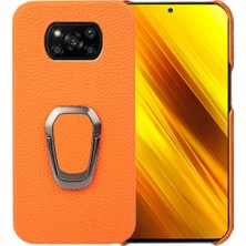 Lr Joyful Xiaomi Poco X3 / X3 Nfc / X3 Pro, Ring Kickstand ile Telefon Kılıfı, Çizgi Anti-Cratch Orijinal Deri Kaplamalı Pc Akıllı Telefon Kapağı (Yurt Dışından)