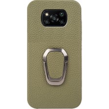 Lr Joyful Xiaomi Poco X3 / X3 Nfc / X3 Pro, Ring Kickstand ile Telefon Kılıfı, Çizgi Anti-Cratch Orijinal Deri Kaplamalı Pc Akıllı Telefon Kapağı (Yurt Dışından)