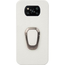 Lr Joyful Xiaomi Poco X3 / X3 Nfc / X3 Pro, Ring Kickstand ile Telefon Kılıfı, Çizgi Anti-Cratch Orijinal Deri Kaplamalı Pc Akıllı Telefon Kapağı (Yurt Dışından)