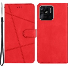 Lr Joyful Xiaomi Redmi 10C 4G İçin Pu Deri Telefon Kılıfı, Baskılı Çizgi Dekor Cüzdan Stand Kapağı Kayış (Yurt Dışından)