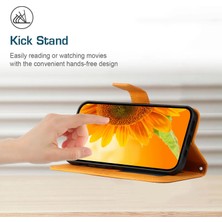 Lr Joyful Xiaomi İçin Poco M4 Pro 4G HT04 HT04 Greck-Depoof Pu Deri Ayçiçeği Baskılı Cüzdan Özelliği Stand Standı Kılıf (Yurt Dışından)