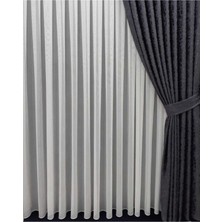 Perhal Keten Titi Ince Yağmur Desenli1-3 Sık Pileli 125 x 250  cm Tül Perde