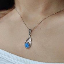 Chavin Topaz Melek Kanadı 0,02 crt. Pırlanta Gümüş Kolye cc84