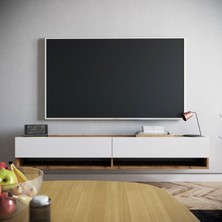 L'occi  Concept Delphin 180 cm Kapaklı Raflı Tv Ünitesi DLP9-AW Çam-Beyaz