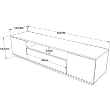 L'occi Concept Delphin 180 cm Raflı Kapaklı Tv Ünitesi DLP7-AW Çam-Beyaz