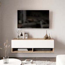 L'occi Concept Delphin 100 cm Raflı Kapaklı Tv Ünitesi DLP13-AW Çam-Beyaz