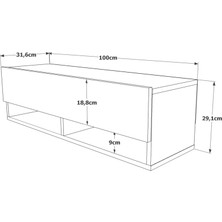 L'occi Concept Delphin 100 cm Raflı Kapaklı Tv Ünitesi DLP13-AW Çam-Beyaz