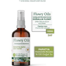 Flowy Oils Papatya Suyu Cam Şişe %100 Tam Saf Doğal Yağlı Distilasyon Hidrosöl Suyu Chamomille Hydrosol 100ML