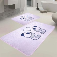 Veldena Panda Desen 2li Banyo Paspas Takımı