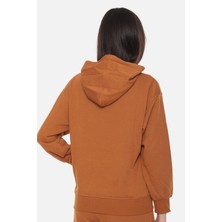 Mısırlı Kadın Üç Iplik Oversize Kapüşonlu Tobacco Sweatshirt