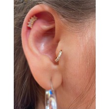 Ares Collection Cerrahi Çelik Tam Tur Taşlı Tragus Helix Rook Conch Uyumlu Piercing