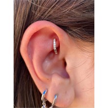 Ares Collection Cerrahi Çelik Tam Tur Taşlı Tragus Helix Rook Conch Uyumlu Piercing