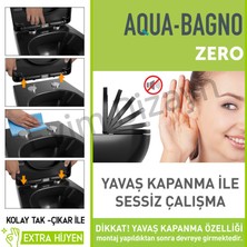 Aqua Bagno Zero Yavaş Kapanan Klozet Kapağı Mat Siyah Duroplast