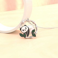 İndigo Takı Mineli Panda Gümüş Kolye