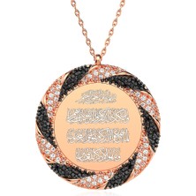 İndigo Takı Burgu Çerçeve Nazar Duası Rose Gümüş Kolye