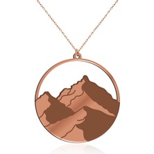 İndigo Takı Sade Karlı Dağ Rose Gümüş Kolye
